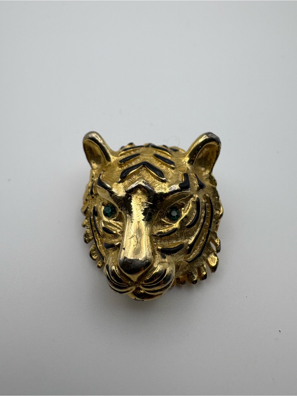 Vintage Gold Tiger Head Brooch